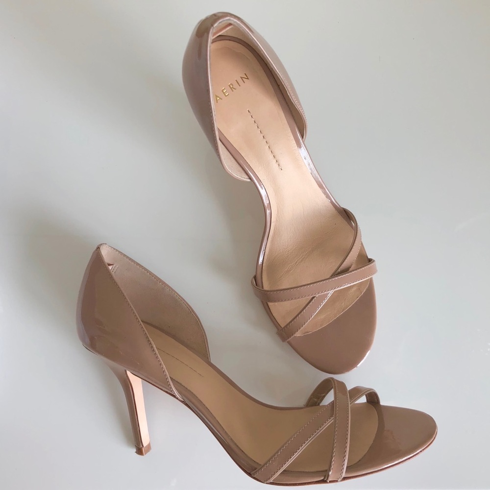 Aerin Cocobay Open Toe High Heels Taupe Sandals